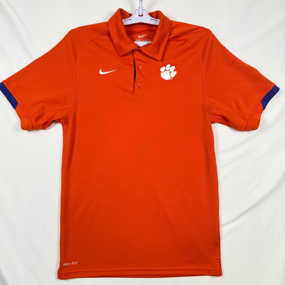 Nike Clemson Tigers Dri-FIT Mens XS Orange Short Sleeve Golf Polo Shirt 2189-CH